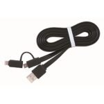 USB 2,0 kabal charging combo cable microUSB + iPhone, black, 1 m, FLAT GEMBIRD CC-USB2-AMLM2-1M - Image 2