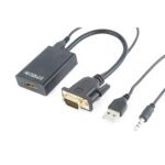 Video adapter 0.15 m, black, VGA to HDMI, GEMBIRD A-VGA-HDMI-01