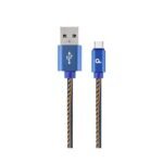 USB 2.0 kabl Premium jeans (denim) Type-C USB cable with metal connectors, 2m, blue, GEMBIRD CC-USB2J-AMCM-2M-BL