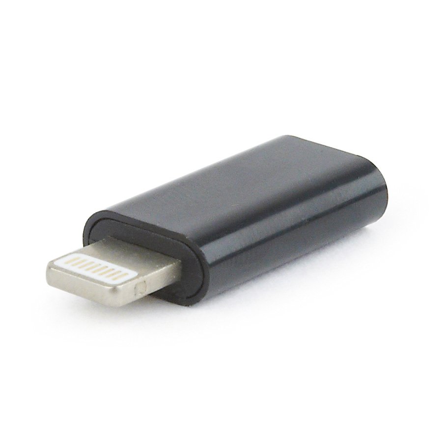 0099930_usb-adapter-type-c-female-to-iphone-male-black-gembird-a-usb-cf8pm-01 USB adapter Type-C (female) to iPhone (male), BLACK, GEMBIRD A-USB-CF8PM-01 - Image 1