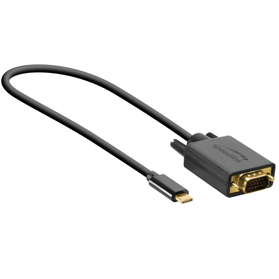 0100118_usb-adapter-kabl-type-c-to-vga-speedlink-usb-c-to-vga-cable-18m-hq-sl-180029-bk USB adapter kabl Type-C to VGA, SPEEDLINK USB-C to VGA cable, 1,8m HQ, SL-180029-BK - Image 1