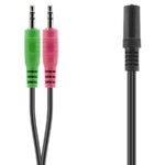 Audio adapter jack Speedlink, male 2x3,5mm 3-pin to female 3,5mm 4-pin, black audio adapter za slušalice SL-170305-BK - Image 2