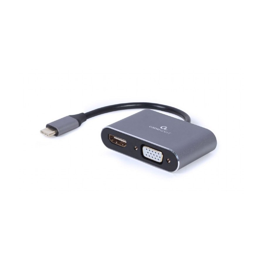 0111778_type-c-to-hdmi-vga-adapter-kabl-gembird-a-usb3c-hdmivga-01 Type-C to HDMI + VGA, adapter kabl, GEMBIRD A-USB3C-HDMIVGA-01 - Image 1