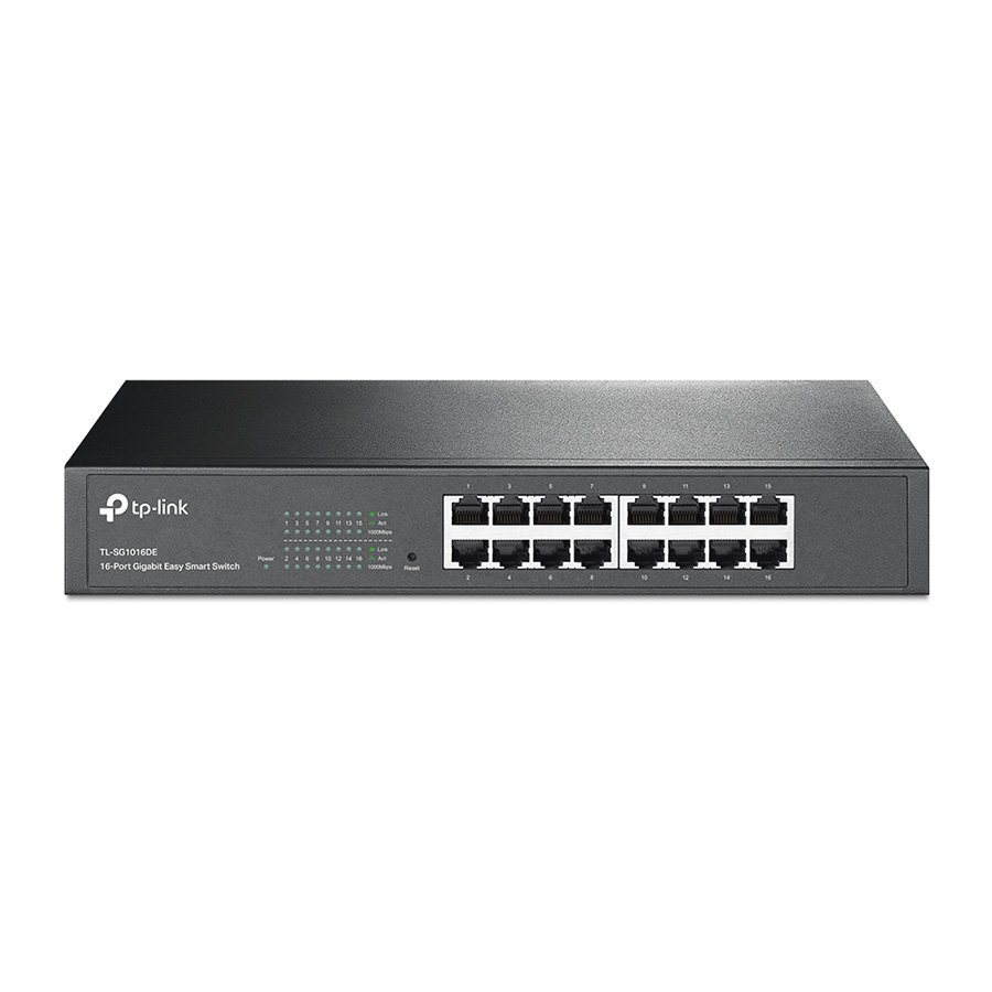 0113565_switch-tp-link-tl-sg1016de-16-port-gigabit-easy-smart-switch-16-101001000mbps-rj45-ports-mtuporttag- SWITCH TP- LINK TL-SG1016DE 16-Port Gigabit Easy Smart Switch, 16 10/100/1000Mbps RJ45 ports, MTU/Port/Tag-based VLAN, QoS, IGMP Snooping, 1U 13-inch - Image 1