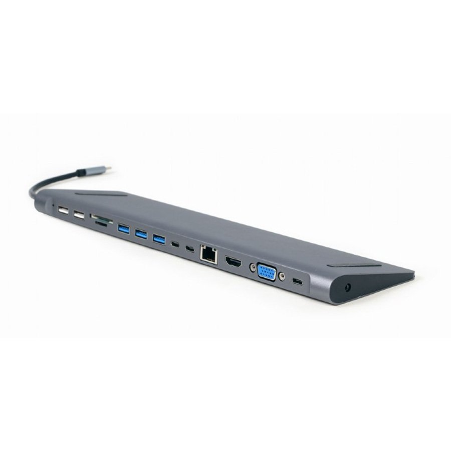 0114388_docking-station-usb-adapter-type-c-9-in-1-multi-port-adapter-usb-hub-hdmi-vga-pd-card-reader-lan-aud Docking station USB adapter Type-C 9-in-1 multi-port adapter, USB hub + HDMI + VGA + PD + card reader + LAN + audio, space grey GEMBIRD A-CM-COMBO9-01 - Image 1