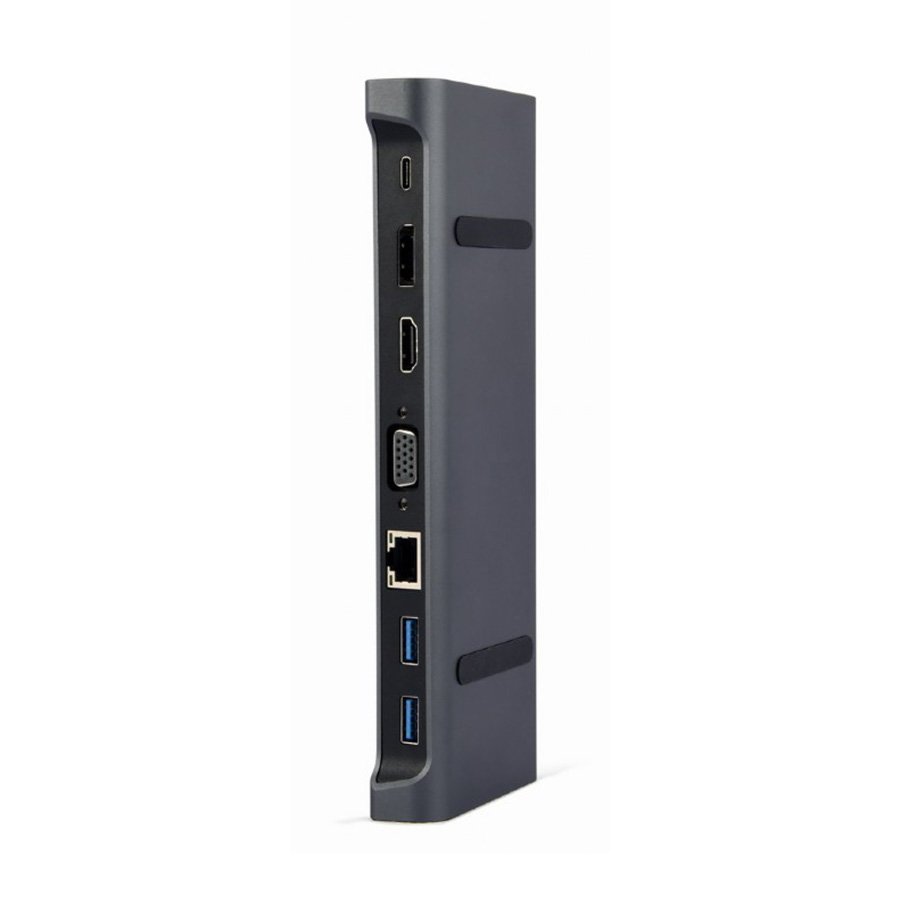 0114390_docking-station-usb-adapter-type-c-9-in-1-multi-port-adapter-hub30-hdmi-displayport-vga-pd-lan-audio Docking station USB adapter Type-C 9-in-1 multi-port adapter Hub3.0 + HDMI + DisplayPort + VGA + PD + LAN + audio, GEMBIRD A-CM-COMBO9-02 - Image 1
