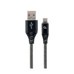 USB 2.0 kabl Premium cotton braided Type-C USB charging and data cable, 1 m, black/white, GEMBIRD CC-USB2B-AMCM-1M-BW - Image 2