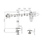 NOSAČ ZA DVA MONITORA GEMBIRD MA-D2-01, montaža na stol, (rotate, tilt, swivel), 17”-32”, up to 9 kg - Image 2