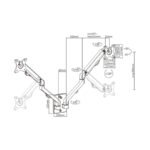 NOSAČ ZA DVA MONITORA GEMBIRD MA-WA2-01, montaža na zid, 17”-27”, up to 7 kg - Image 2