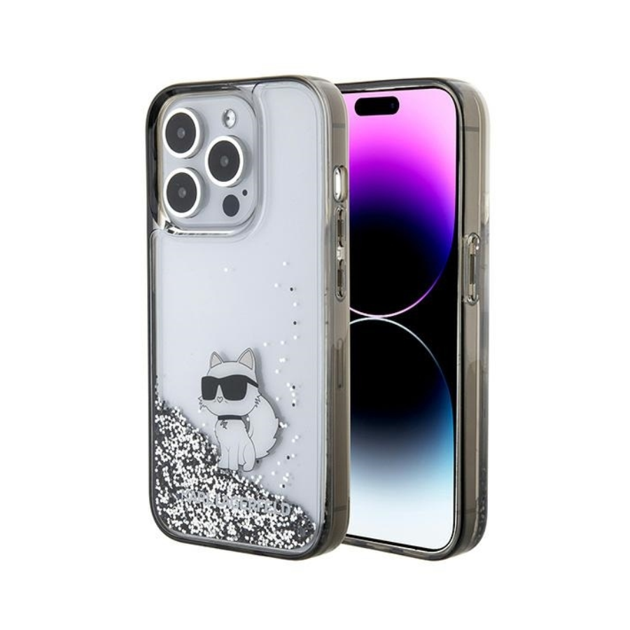 0120858_original-karl-lagerfeld-case-liquid-glitter-choupette-klhcp15llkcnsk-za-iphone-15-pro-transparent ORIGINAL KARL LAGERFELD CASE LIQUID GLITTER CHOUPETTE KLHCP15LLKCNSK ZA IPHONE 15 PRO TRANSPARENT - Image 1