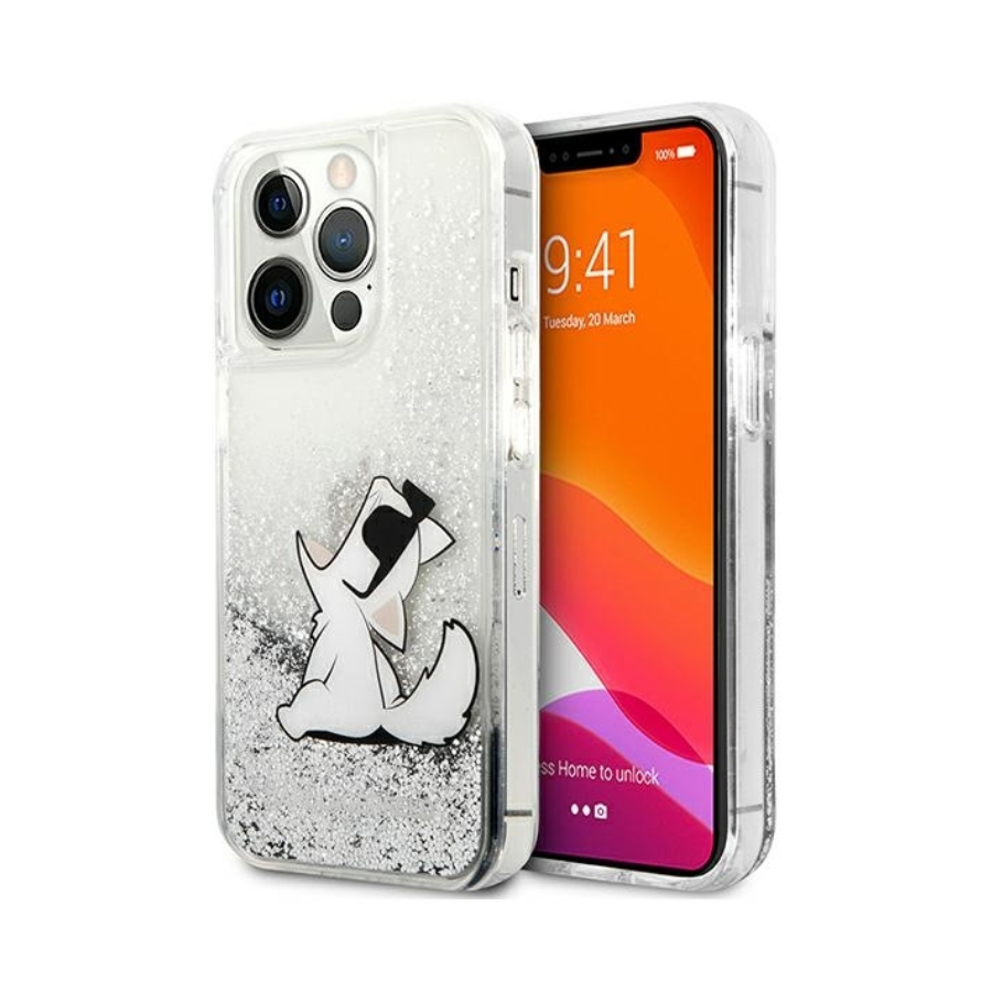 0120938_originalna-futrola-karl-lagerfeld-sa-tekuim-sjajem-choupette-fun-hardcase-klhcp13lgcfs-za-iphone-131 ORIGINALNA FUTROLA KARL LAGERFELD SA TEKUĆIM SJAJEM CHOUPETTE FUN HARDCASE KLHCP13LGCFS ZA IPHONE 13/13 PRO SILVER - Image 1