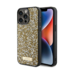 ORIGINALNA FUTROLA GUESS RHINESTONE METAL LOGO HARDCASE GUHCP15LPFGSBSD ZA IPHONE 15 PRO ŽUTA