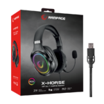 Slušalice sa mikrofonom gaming RAMPAGE RX6 X-HORSE black PC/PS4, USB, RGB LED, 7.1, odvojiv mikrofon - Image 8