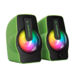 Zvučnici 2.0 gaming RAMPAGE RMS-G7 FALSETTO 2.0 6W RGB LED, green, 3,5mm + USB napajanje - Image 4