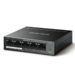 SWITCH Mercusys MS105GP 5-portni gigabitni stoni prekidač sa 4-porta PoE+, 4×Gigabit PoE+ porta, 1×Gigabitni port bez PoE, 65 W PoE napajanje, stolno