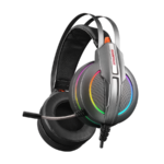 Slušalice sa mikrofonom gaming RAMPAGE RM-K6 STARK PLUS, metalic gray, USB, 7.1 surround, Double RGB, PC/PS4