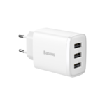 BASEUS COMPACT WALL CHARGER - 3XUSB - 17W (CCXJ020102) WHITE