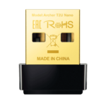 TP-Link ARCHER-T2U-NANO AC600 Nano Wi-Fi USB Adapter,433Mbps at 5GHz + 200Mbps at 2.4GHz, USB 2.0, Nano Design