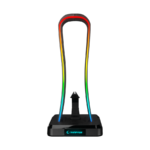 Postolje za slušalice gaming RAMPAGE RM-H77 X-BASE Black RGB Illuminated 4*USB Port Headphone Stand with Mouse Bungee Cord Holder