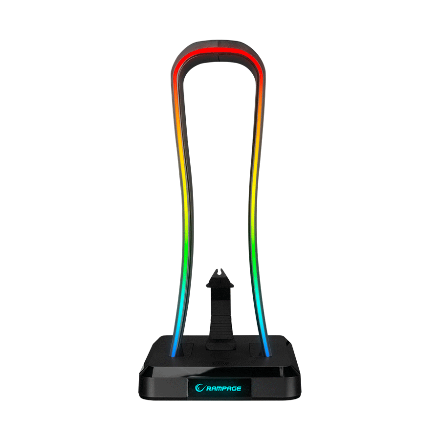 0128166_postolje-za-slusalice-gaming-rampage-rm-h77-x-base-black-rgb-illuminated-4usb-port-headphone-stand-w Postolje za slušalice gaming RAMPAGE RM-H77 X-BASE Black RGB Illuminated 4*USB Port Headphone Stand with Mouse Bungee Cord Holder - Image 1