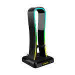 Postolje za slušalice gaming RAMPAGE RM-H77 X-BASE Black RGB Illuminated 4*USB Port Headphone Stand with Mouse Bungee Cord Holder - Image 2