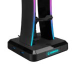 Postolje za slušalice gaming RAMPAGE RM-H77 X-BASE Black RGB Illuminated 4*USB Port Headphone Stand with Mouse Bungee Cord Holder - Image 4