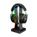 Postolje za slušalice gaming RAMPAGE RM-H77 X-BASE Black RGB Illuminated 4*USB Port Headphone Stand with Mouse Bungee Cord Holder - Image 6