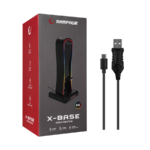 Postolje za slušalice gaming RAMPAGE RM-H77 X-BASE Black RGB Illuminated 4*USB Port Headphone Stand with Mouse Bungee Cord Holder - Image 7