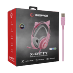 Slušalice sa mikrofonom gaming RAMPAGE RM-K91 X-CATTY Pink USB 7.1 Version RGB Gaming Headset - Image 9