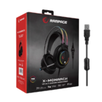Slušalice sa mikrofonom gaming RAMPAGE RM-K17 X-MONARCH Black USB 7.1 RGB, In Line Wire Control - Image 8