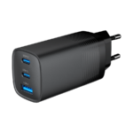 USB punjač 2xType-C + 1xUSB-A fast charger, 65W PD, back GEMBIRD, TA-UC-PDQC65-01-BK