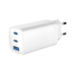 USB punjač 2xType-C + 1xUSB-A fast charger, 65W PD, white GEMBIRD, TA-UC-PDQC65-01-W