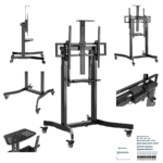 Nosač za TV na stalku motorizirani sa točkovima GEMBIRD TVS-100T-01, 55"-100" - Image 9