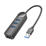 USB HUB + GLAN Ethernet Adapter BOROFONE DH6 Erudite 4-in-1, USB3.0x3 +RJ45