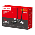 Mercusys PCI Express adapter, MA80XE AX3000 Dual-Band Wi-Fi 6 Bluetooth, 2402 Mbps na 5 GHz + 574 Mbps na 2,4 GHz, 2× High Gin Dual-Band eksterne ante - Image 2