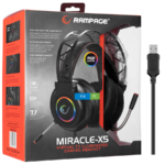 Slušalice sa mikrofonom gaming RAMPAGE Miracle-X5 Black RGB Led 7.1 Surround Sound System Gaming Headset with Microphone - Image 3