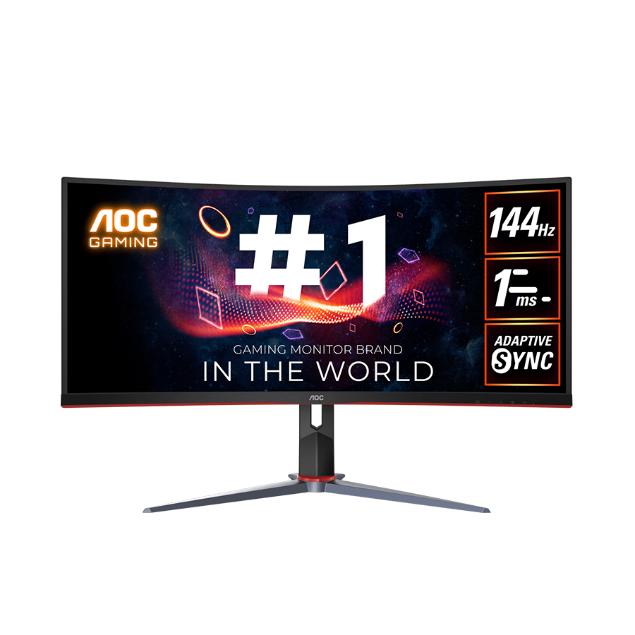 0131422_monitor-aoc-34-gaming-cu34g2xp-34-curved-va-219-3440x1440-180hz-1ms-430-cdm2-40001-hdmi-dp-pbp-pip-e MONITOR AOC 34"" Gaming CU34G2XP 34” Curved VA, 21:9, 3440x1440, 180Hz, 1ms, 430 cd/m2, 4000:1, HDMI, DP, PbP, PiP, Ergonomic, Black-Red, VESA 3y - Image 1