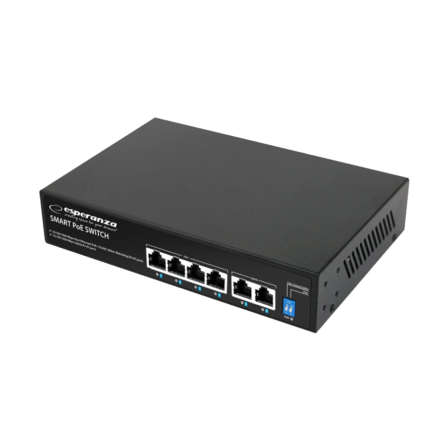 0131457_switch-4-poe-2-uplink-esperanza-ethernet-switch-101001000-goliath-ens107 SWITCH 4 PoE + 2 UPLINK ESPERANZA ETHERNET SWITCH 10/100/1000 GOLIATH, ENS107 - Image 1