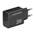 USB punjač Type-C fast charger, ESPERANZA QUICK POWER CHARGER 20W USB-C PD, BLACK, EZC104K