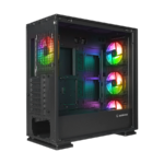 Kućište gaming RAMPAGE VANGUARD V2 Black Mesh Easy Tempered Glass Vertical VGA Holder 4*RGB Fan Hub E-ATX Big-T, 39846 - Image 3