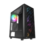 Kućište gaming RAMPAGE AZZA V1 Tempered Glass Black 3*12CM Black 1* 12CM ARGB Fan ATX Mid-T Gaming Player Case