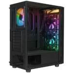 Kućište gaming RAMPAGE AZZA V1 Tempered Glass Black 3*12CM Black 1* 12CM ARGB Fan ATX Mid-T Gaming Player Case - Image 3