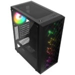 Kućište gaming RAMPAGE AZZA V1 Tempered Glass Black 3*12CM Black 1* 12CM ARGB Fan ATX Mid-T Gaming Player Case - Image 6