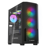 Kućište gaming RAMPAGE SHELOB Mesh, Tempered Glass, 4*ARGB Infinity Fan, Hub, E-ATX, Mid-T, 39991