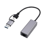 USB-A + Type-C to Ethernet LAN 2.5Gb GEMBIRD USB 3.1 + type-C Gigabit network adapter, space grey, A-USB3AC-LAN2G-01