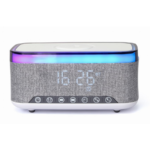 Digitalni sat sa zvučnikom i wireless bežičnim punjačem za mobitel bluetooth GEMBIRD, white/light grey, DAC-SPKBT-QC15-GR