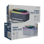 Digitalni sat sa zvučnikom i wireless bežičnim punjačem za mobitel bluetooth GEMBIRD, white/light grey, DAC-SPKBT-QC15-GR - Image 3