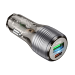 Auto Punjač sa kablom 1m Type-C to Type-C BOROFONE BZ30 Absolute PD30W+QC3.0 car charger set USB + Type-C, transparent black - Image 3