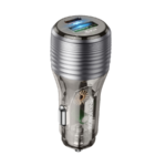 Auto Punjač sa kablom 1m Type-C to Type-C BOROFONE BZ30 Absolute PD30W+QC3.0 car charger set USB + Type-C, transparent black - Image 5