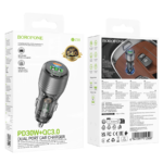 Auto Punjač sa kablom 1m Type-C to Type-C BOROFONE BZ30 Absolute PD30W+QC3.0 car charger set USB + Type-C, transparent black - Image 9